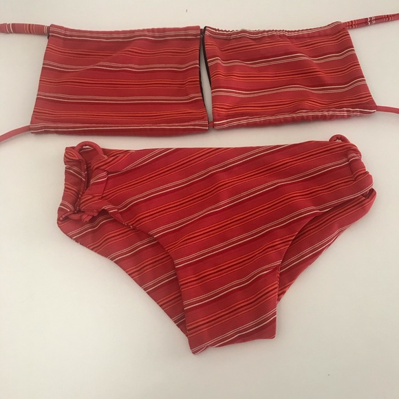 handmade Other - Handmade bikini red striped small 2 piece swimsuit